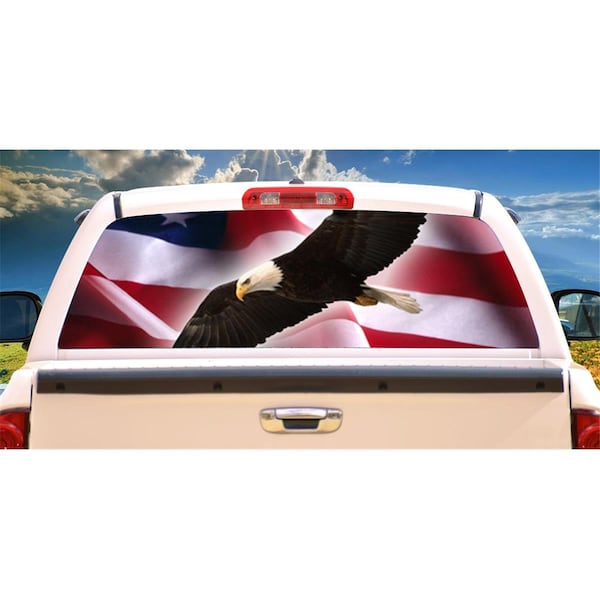 Entretenimiento Eagle Flag 1 Rear Window Graphic Us Truck Tint Film View Thru Vinyl Decal EN3257585 - main
